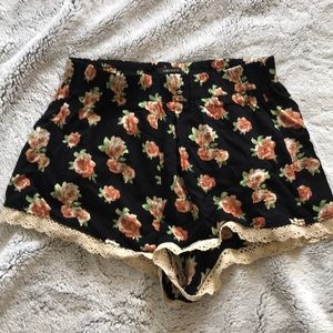 F21 Black Floral Shorts